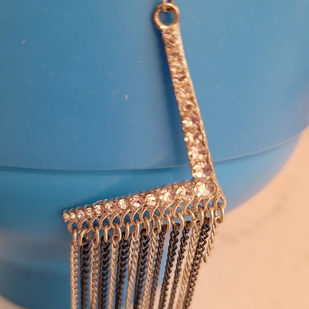Angled Rhinestone Dangle Earrings - Picture 2 of 4